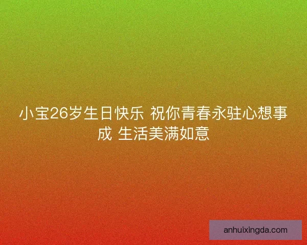 小宝26岁生日快乐 祝你青春永驻心想事成 生活美满如意